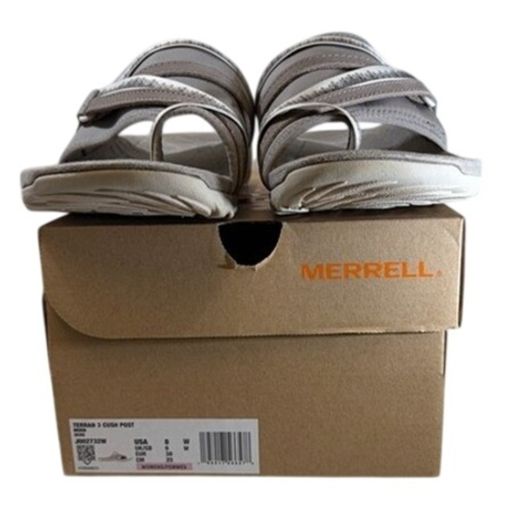 Merrell Terran 3 Cush Post Sandals Moon Grey Womens 8 J002732W Toe Loop Slides